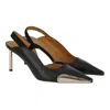 Off-white Satin-finish Leather Slingback Pump In Black