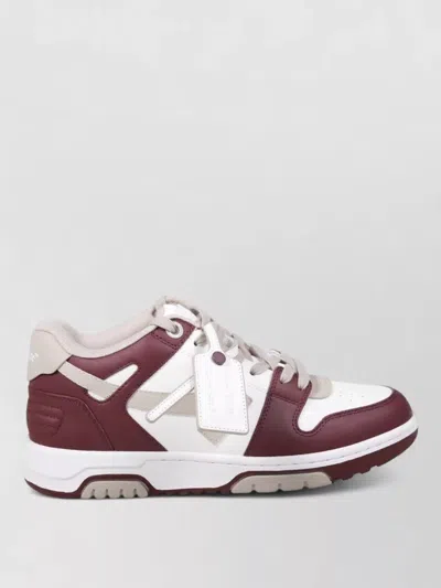 Off-white Out Of Office Panelled Leather Sneaker In Burgundy