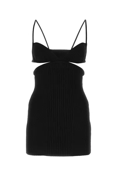 Off-white Off-shoulder Viscose Blend Mini Dress In Black