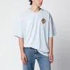 Off-white Offwhite Light Blue Tshirt With Logo Prints In Blue