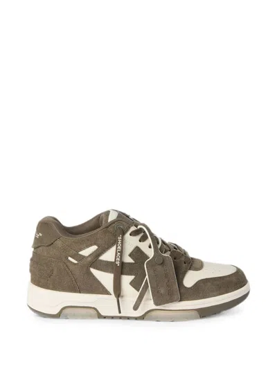 Off-white Out Of Office Leather And Suede Sneakers In Green