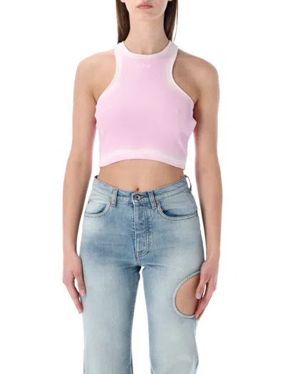 Off-white Spray Off Stamp Rib Crop Top In Pink