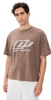 Off-white Logo Printed Crewneck T-shirt In Brown