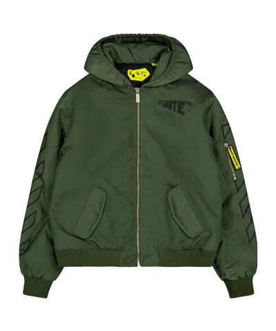 Off-white Olivegreen Hooded Jacket In Green