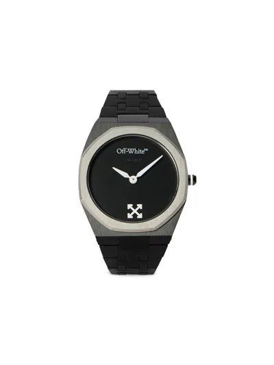 Off-white On Time Watch In Two Tone Black & Gun