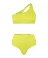 Off-white One-shoulder Split Swimsuit In Yellow