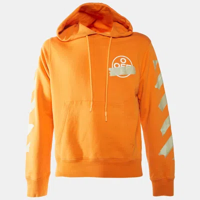 Pre-owned Off-white Orange Tape Arrows Print Cotton Hoodie M