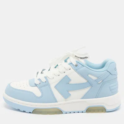 Pre-owned Off-white Out 0f Office Size 36 White/blue Leather Low Top Sneakers