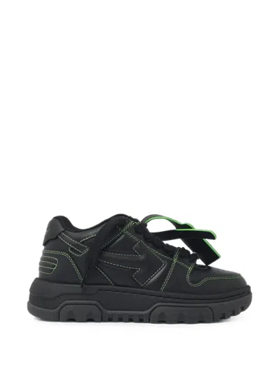 Off-white Out Of Office Chunky Black Leather-blend Sneakers