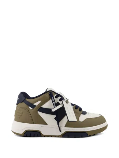 Off-white Out Of Office Leather Sneakers In Green