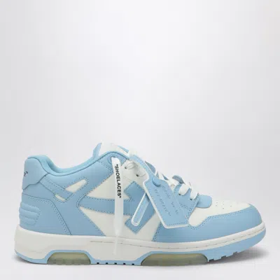 Off-white Out Of Office Leather Sneakers With Iconic Arrow Side Panels In Blue