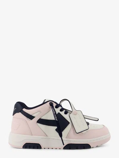 Off-white Out Of Office Leather Sneakers With Iconic Logo On The Side In Pink