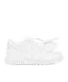 Off-white Monochromatic Leather Sneakers With Textured Sole In White