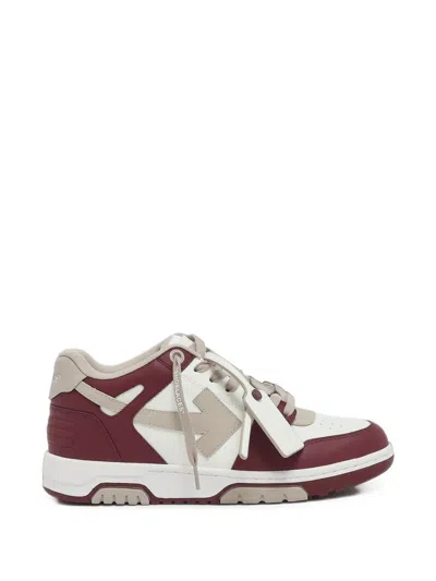 Off-white Out Of Office Panelled Leather Sneakers In Burgundy