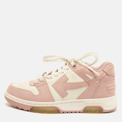 Pre-owned Off-white Out Of Office Size 37 Pink/white Leather Low Top Sneakers