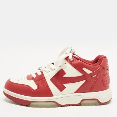 Pre-owned Off-white Out Of Office Size 39 Burgundy Leather Lace Up Sneakers