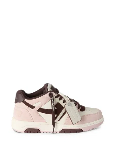 Off-white Office Casual Sneakers Leather Suede Mix In Pink