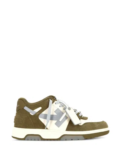 Off-white Mud Green Out Of Office Suede Low-top Sneakers In Multi
