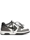 Off-white Out Of Office Grey Low Top Sneakers With Logo Patch On The Tongue And Contrasting Stitching In Leath In Multi