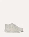 Off-white Monochromatic Leather Sneakers With Textured Sole In White