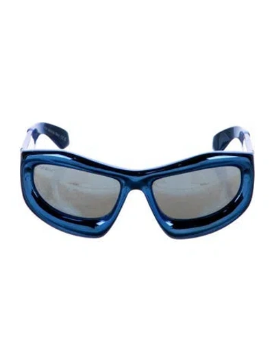 Pre-owned Off-white Oversize Mirrored Sunglasses In Blue/metallic