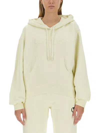 Off-white Oversized Cotton Sweatshirt With Logo - Size S In Beige