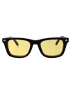 Off-white Shiny Black Acetate Sunglasses In 黑色的