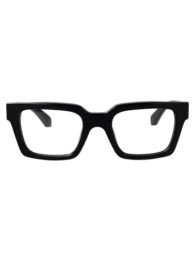 Off-white Shiny Black Acetate Glasses In Red