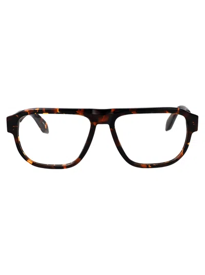 Off-white Shiny Dark Havana Acetate Glasses In Brown