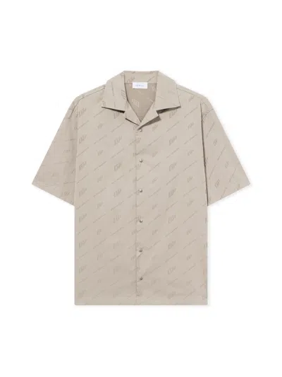 Off-white Monogram-print Short-sleeved Shirt In Brown