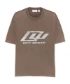 Off-white Logo Printed Crewneck T-shirt In Brown