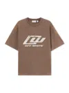 Off-white Logo Printed Crewneck T-shirt In Brown