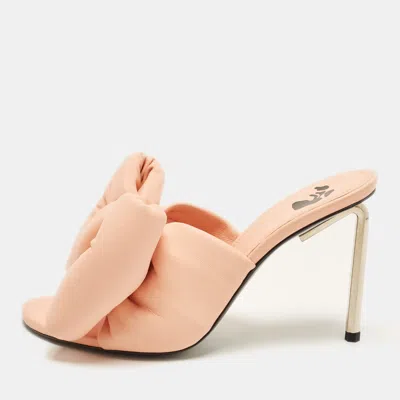 Pre-owned Off-white Padded Bow Size 36 Pink Leather Slide Sandals