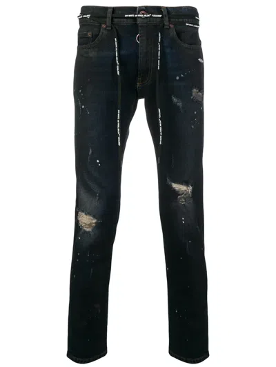 Off-white Paint Print Skinny Jeans In Multi
