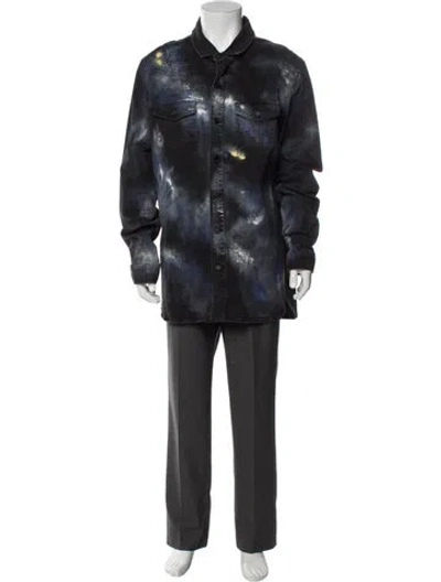 Pre-owned Off-white Paint Splatter Tie-dye Print Shirt In Blue