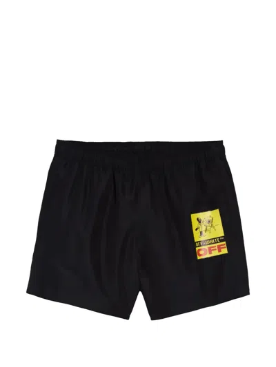 Off-white Painter Logo Swim Shorts In Black