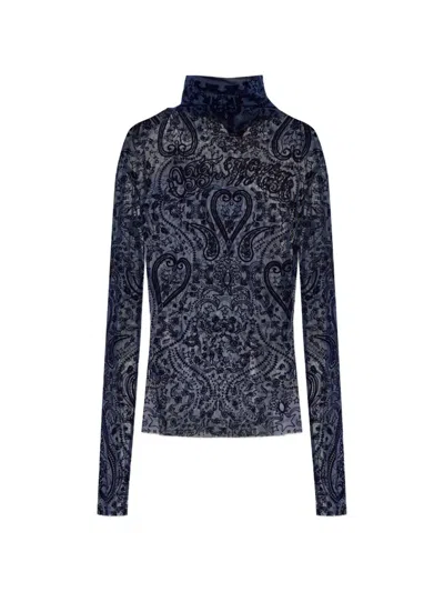 Off-white Paisley-pattern Top In Blue