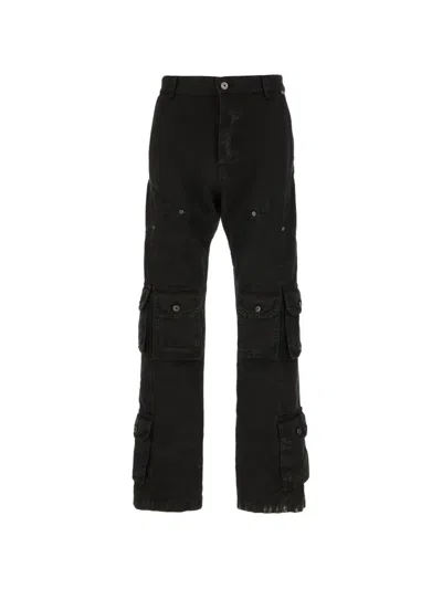 Off-white Denim Pants Belt Loops Cargo Straight Leg In Black