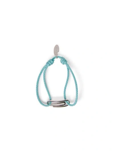 Off-white Paperclip Blue Cord Bracelet In Green