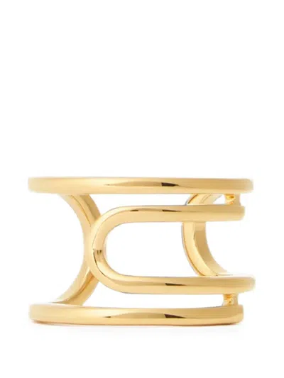 Off-white Paperclip Double-band Ring In Gold