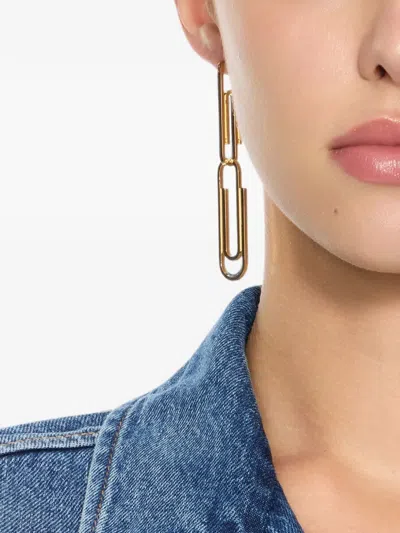 Off-white Paperclip Drop Earrings In Gold