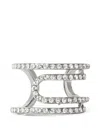 Off-white Paperclip Strass-embellished Ring In Metallic