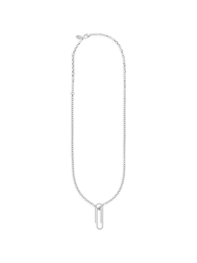 Off-white Paperclip-pendant Cable-link Necklace In Transparent
