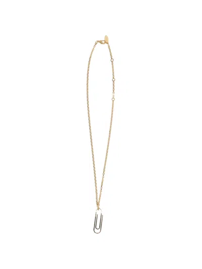 Off-white Paperclip-pendant Necklace In Purple