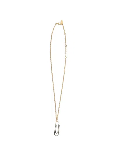Off-white Paperclip-pendant Necklace In Gold