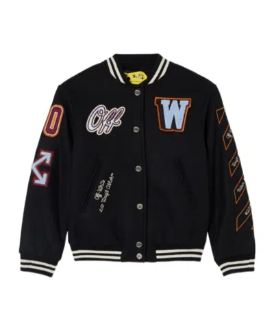 Off-white Patch Varsity Jacket In Black