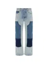 Off-white Patchwork Straight-leg Jeans In Blue