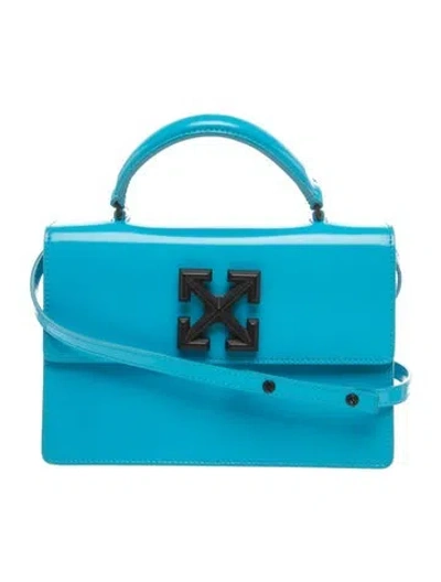 Pre-owned Off-white Patent Leather 1.4 Jitney In Blue