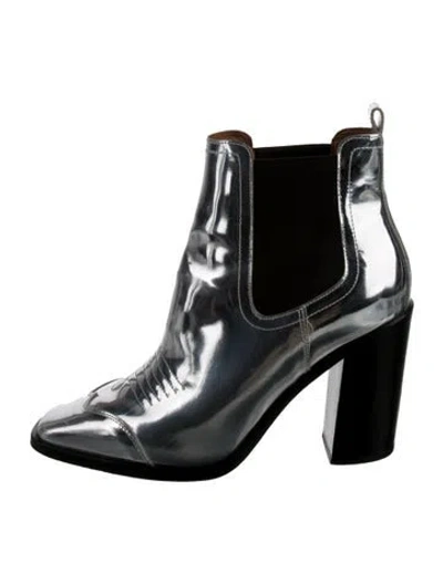 Pre-owned Off-white Patent Leather Chelsea Boots In Silver