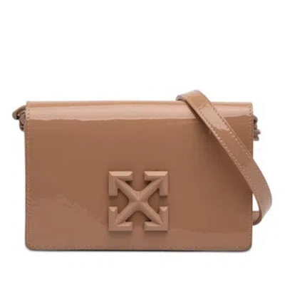 Pre-owned Off-white Patent Leather Jitney 0.5 Crossbody In Brown